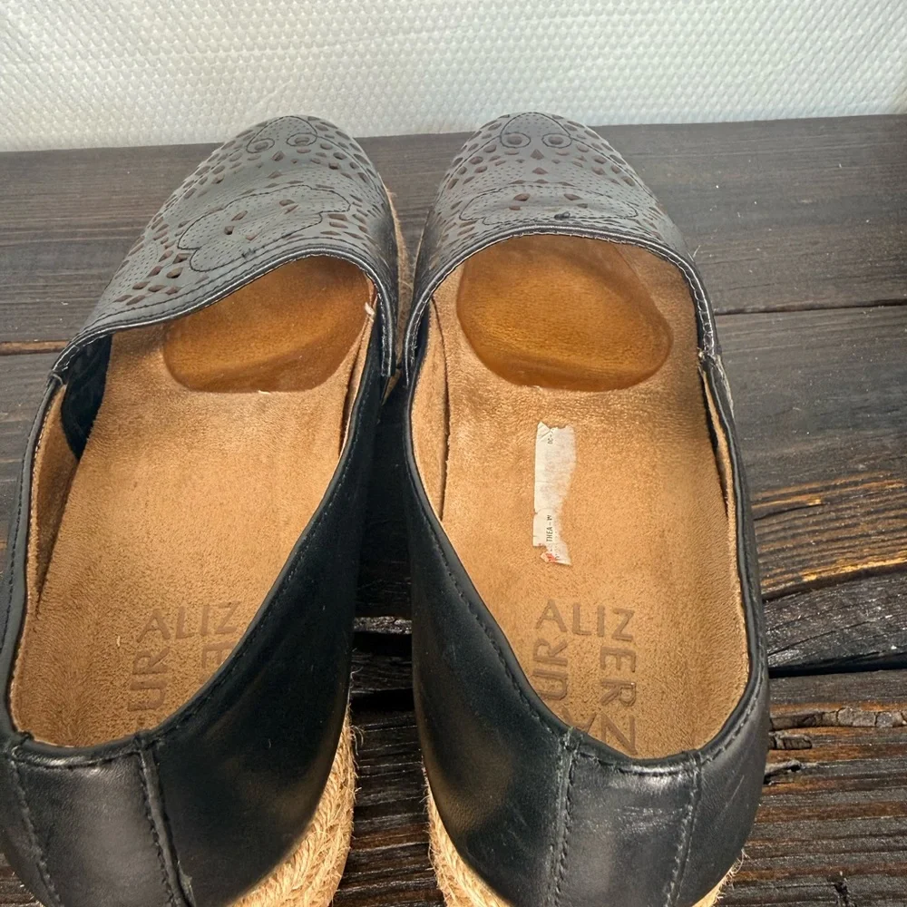 Naturalizer Thea Black Espadrille Loafers with Cutout Design